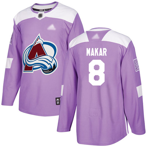 Cheap Adidas Colorado Avalanche 8 Cale Makar Purple Authentic Fights Cancer Stitched Youth NHL Jersey